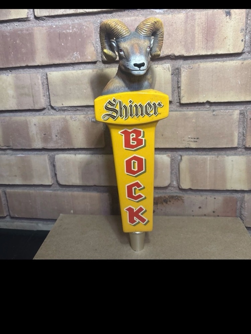 Cooler Door handle Shiner Bock Ram's head figural yellow  man cave